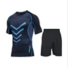 Wholesale Mens Compression Shorts Sets Dry Fit Workout Short Sleeve Tight Sport Running Shirts Shorts