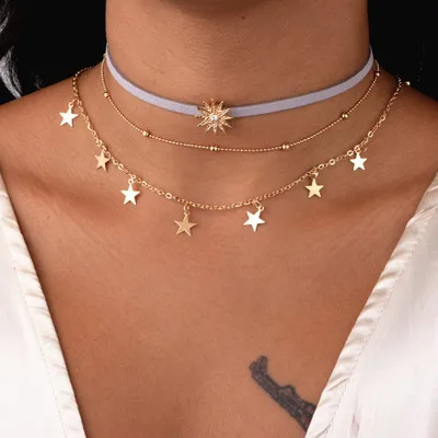 Stylish Vintage Collar Necklace Gold Jewelry Star Sun Pendant Necklace Multi-Layered Necklace Jewelry
Stylish Vintage Collar Necklace Gold Jewelry Star Sun Pendant Necklace Multi-Layered Necklace Jewelry