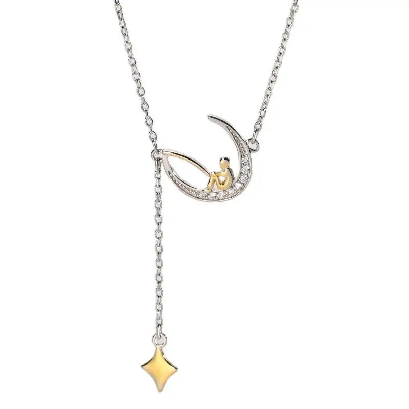 Person In Moon Dainty Necklace With Zircon Star And Moon Necklace Sterling Silver Necklace For Women
Person In Moon Dainty Necklace With Zircon Star And Moon Necklace Sterling Silver Necklace For Women