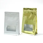 Transparent Plastic bag With Square Window Pocket Zipper Slider Zip Lock Bag Recycled Paper For Foods Fancy Stand Up Pouch