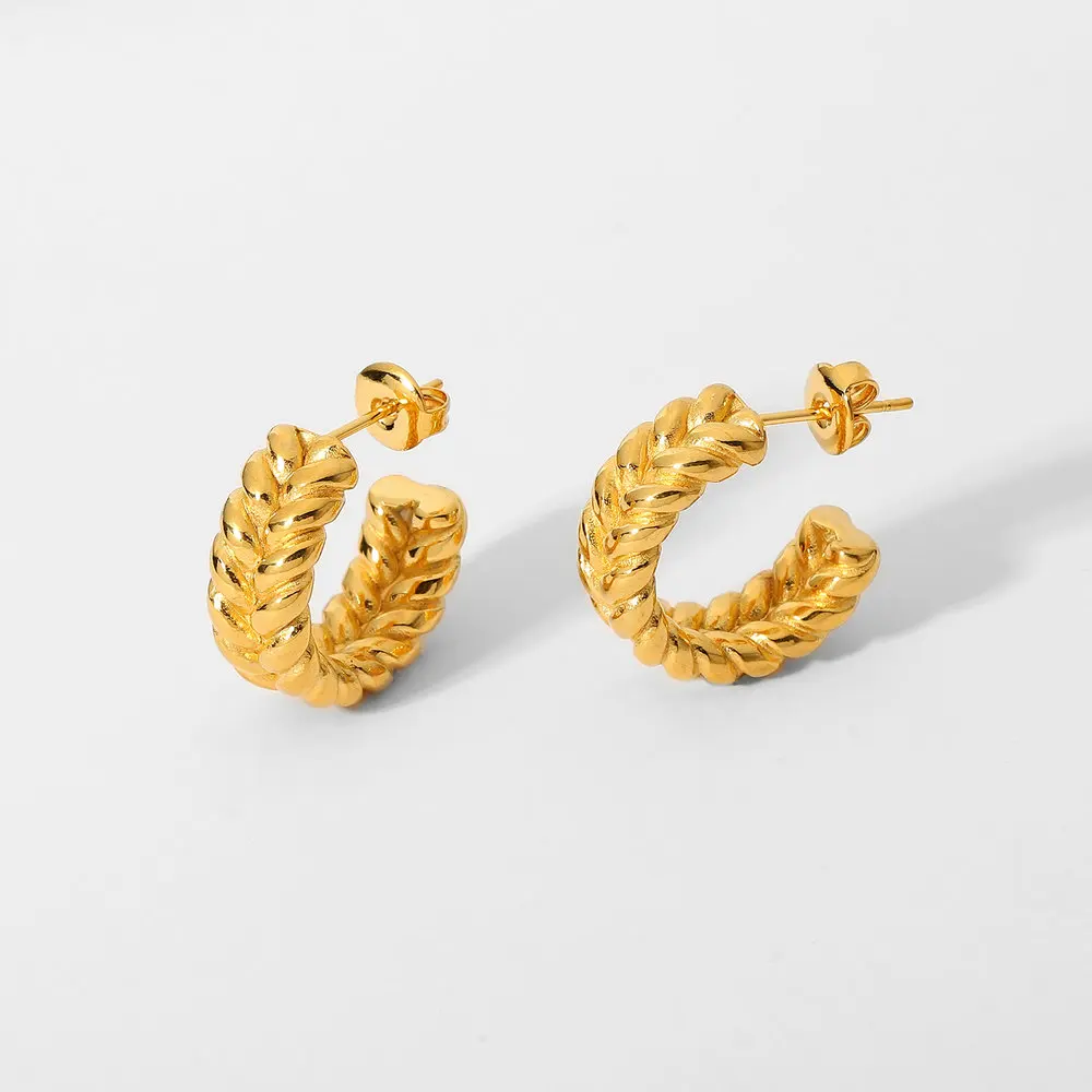 INS Minimalist Metal Jewelry Gold Plated Stainless Steel C Shape Stud Earrings Double wheat C Shape Hoop Earrings Women
INS Minimalist Metal Jewelry Gold Plated Stainless Steel C Shape Stud Earrings Double wheat C Shape Hoop Earrings Women