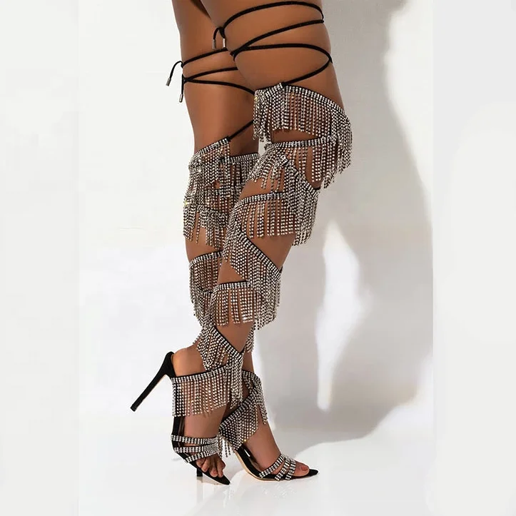 Sexy Ladies Summer 2020 Strappy Hot Sale New Design Silver Diamonds Lace Up sexy High Heels Sandals For Women, Black
Sexy Ladies Summer 2020 Strappy Hot Sale New Design Silver Diamonds Lace Up sexy High Heels Sandals For Women, Black
