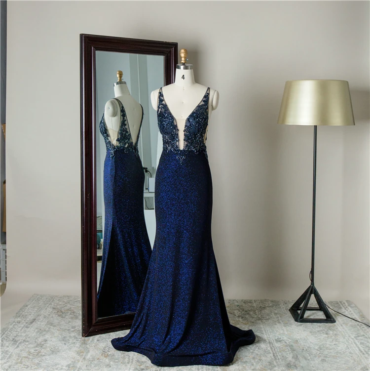 Factory direct sell floor length deep blue crepe long glitter rhinestone translucent evening prom dress
Factory direct sell floor length deep blue crepe long glitter rhinestone translucent evening prom dress