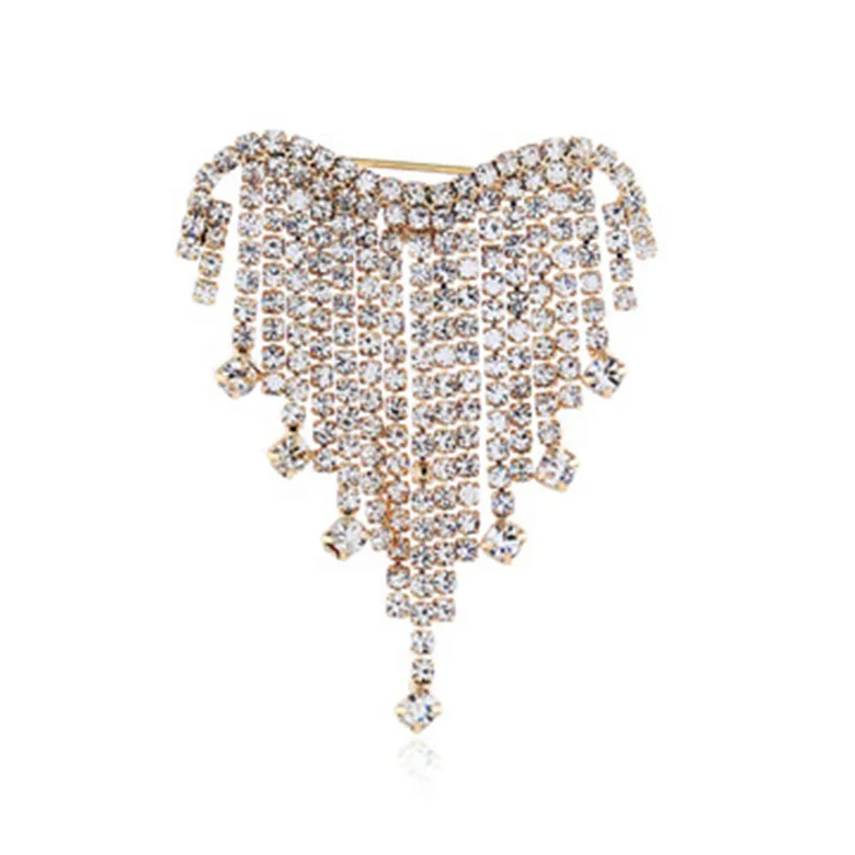 Heart Shaped Flashing Diamond Tassel Brooch Fashionable Women's Brooch Alloy Personality Exquisite Brooch, Gold /silver
Heart Shaped Flashing Diamond Tassel Brooch Fashionable Women's Brooch Alloy Personality Exquisite Brooch, Gold /silver