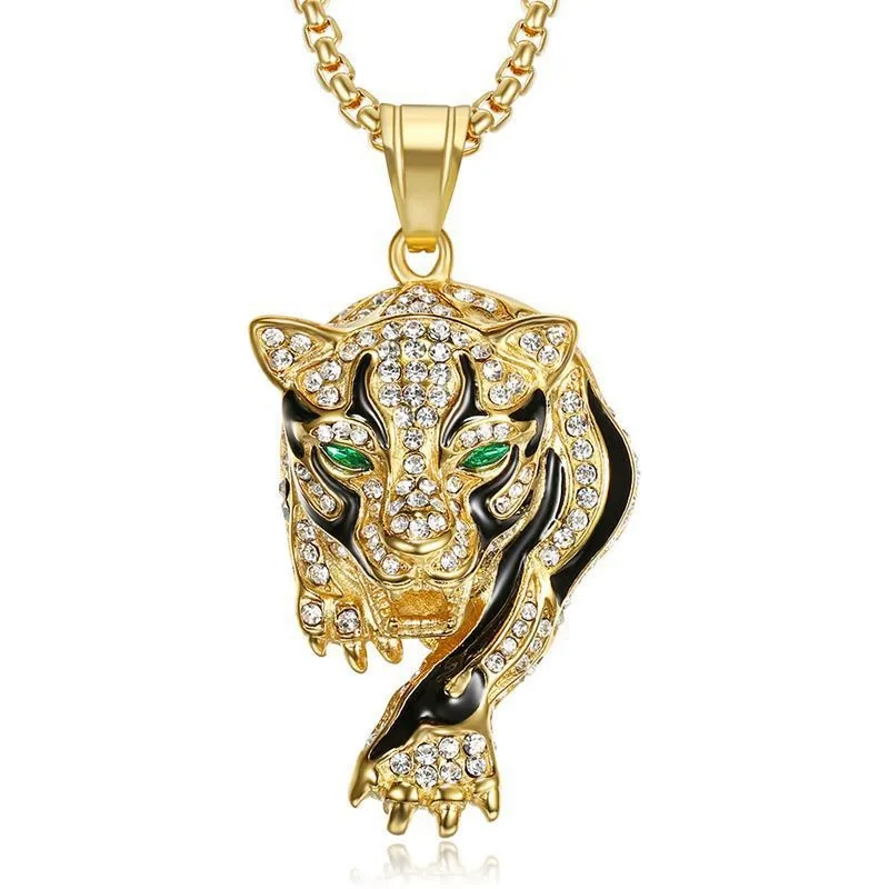 Hip Hop Titanium Stainless Steel Leopard Head Micro Paved Rhinestone Zircon Pendant Necklace for Male Men, Gold /silver
Hip Hop Titanium Stainless Steel Leopard Head Micro Paved Rhinestone Zircon Pendant Necklace for Male Men, Gold /silver