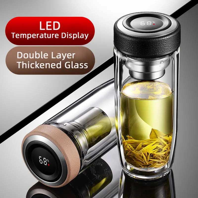 400ml 500ml Double-layer High Borosilicate Glass Tea Cup with Filter Smart LED Temperature Display Mug, Black
400ml 500ml Double-layer High Borosilicate Glass Tea Cup with Filter Smart LED Temperature Display Mug, Black