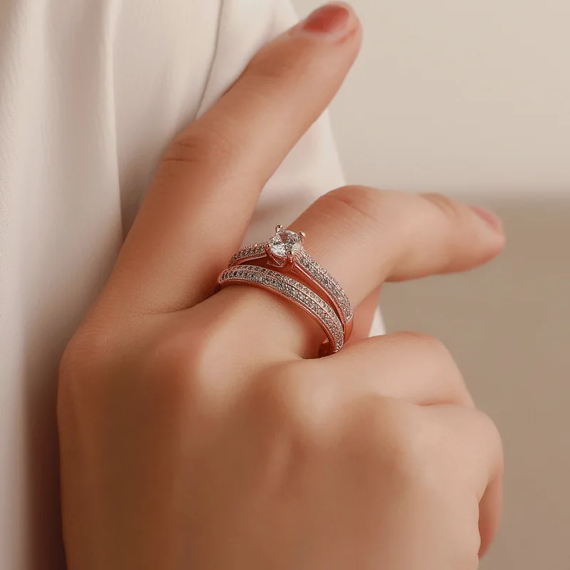 Lover Wedding Rings Set Couple Engagement Geometric Ring Double Layer Bling Zircon Classic Bridal Fine Party Jewelry
Lover Wedding Rings Set Couple Engagement Geometric Ring Double Layer Bling Zircon Classic Bridal Fine Party Jewelry
