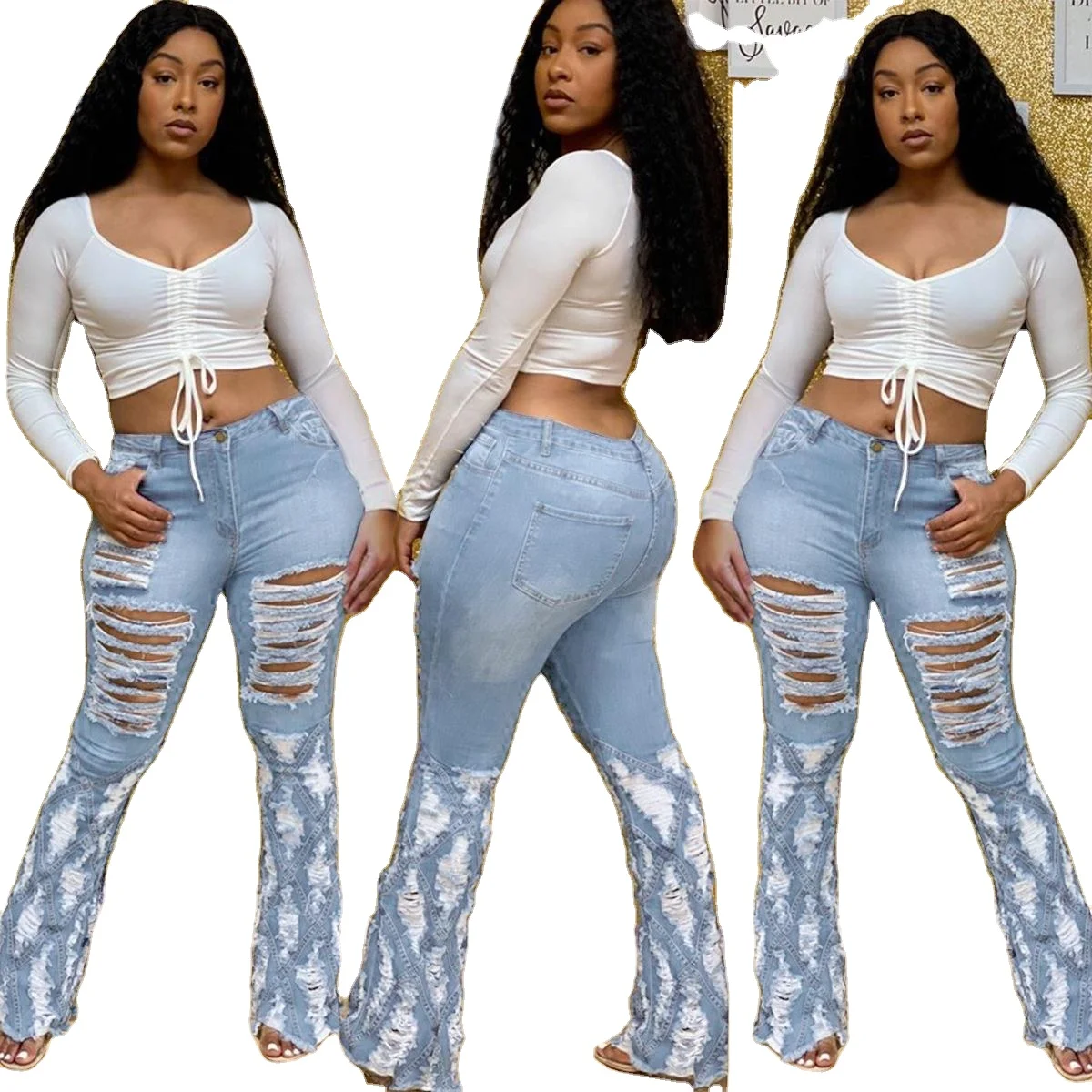 Fashion Stretch Frayed Women's Jeans Trousers Women Ripped Jeans Pants Flared Bootcut Jeans For Woman, As pictures show
Fashion Stretch Frayed Women's Jeans Trousers Women Ripped Jeans Pants Flared Bootcut Jeans For Woman, As pictures show