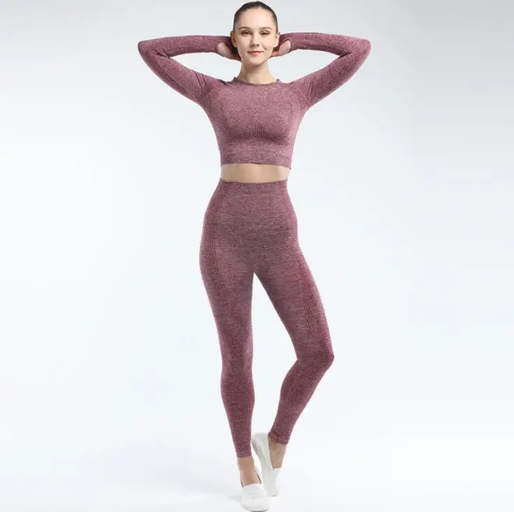 Women Seamless Breathable Sport Suit Fitness Leggings+Cropped Shirts Women Long Sleeve Yoga Wear Set, As pictures shows
Women Seamless Breathable Sport Suit Fitness Leggings+Cropped Shirts Women Long Sleeve Yoga Wear Set, As pictures shows
