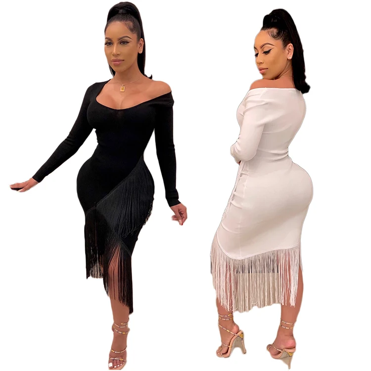 Fashion Lady Dresses Spring Long Sleeve Solid Color Tassels Night Club Party Wear Bodycon Sexy Women Dress, Shown
Fashion Lady Dresses Spring Long Sleeve Solid Color Tassels Night Club Party Wear Bodycon Sexy Women Dress, Shown