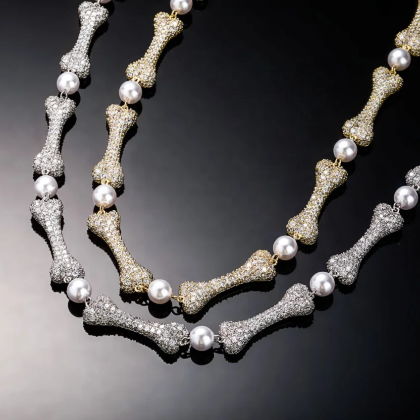 New Arrival Bling Dog Bone Necklace Pearl Bone Bracelet Iced Out Link Chain
New Arrival Bling Dog Bone Necklace Pearl Bone Bracelet Iced Out Link Chain