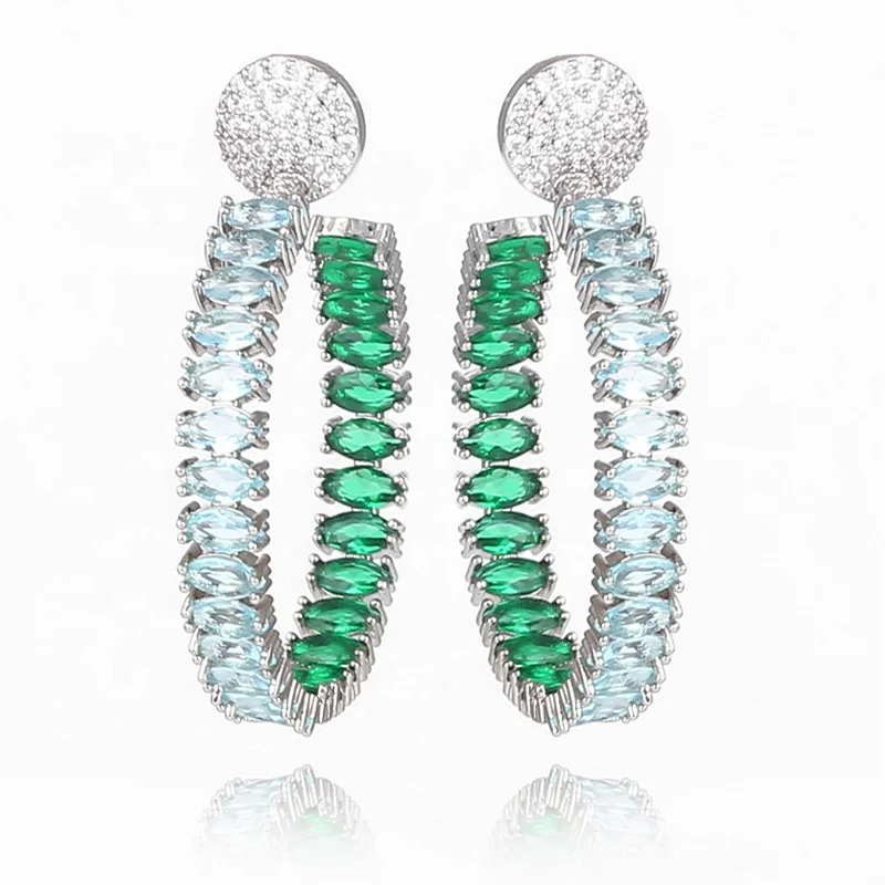 New Designer Hoop Earring Gradient Color Cubic Zircon Green Circle Earrings Boho Fashion Party Jewelry
New Designer Hoop Earring Gradient Color Cubic Zircon Green Circle Earrings Boho Fashion Party Jewelry
