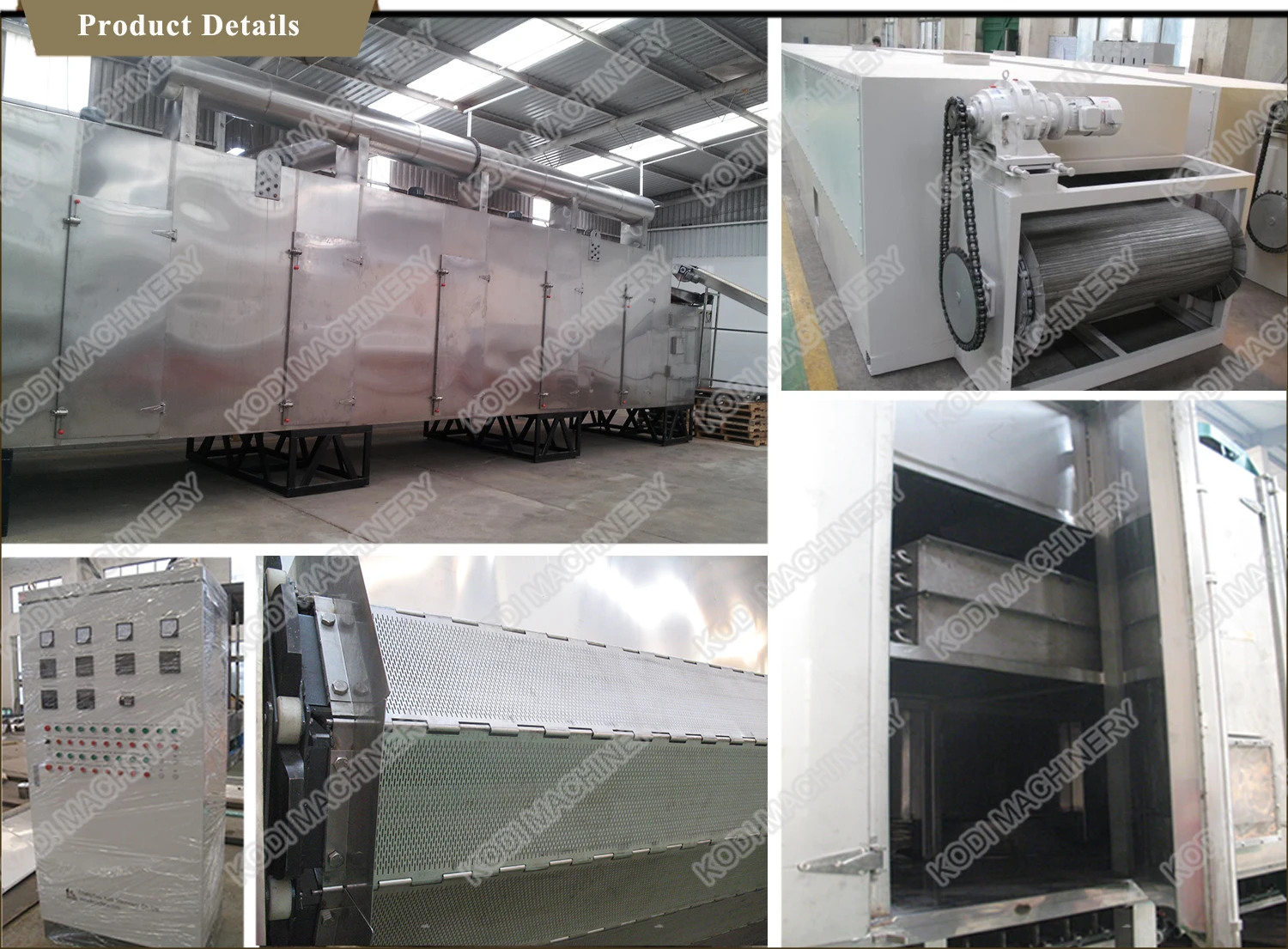 Kodi Continuous Industrial Conveyor Mesh Belt Dryer For Fruit Vegetable