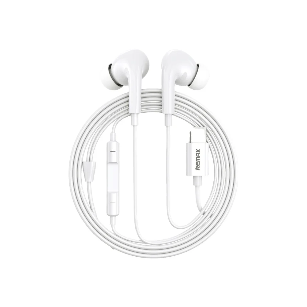 

Remax Join Us Free sample New RM-533 in-ear headphone Type-C wired earphone with mic&volume control, White