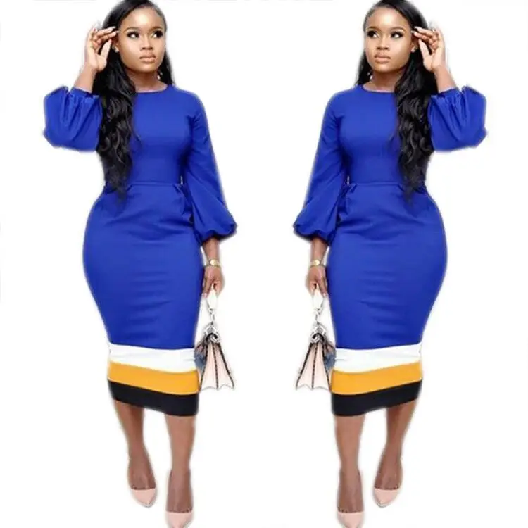 European and American fashion women's long-sleeved stitching round neck dress, 4 colors
European and American fashion women's long-sleeved stitching round neck dress, 4 colors