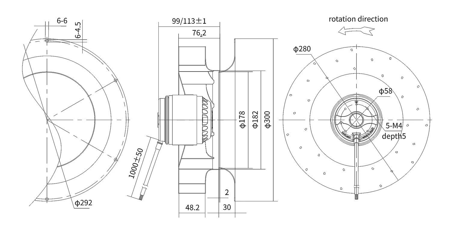 Centrifugal Fan, 175mm, 6" - detail 4