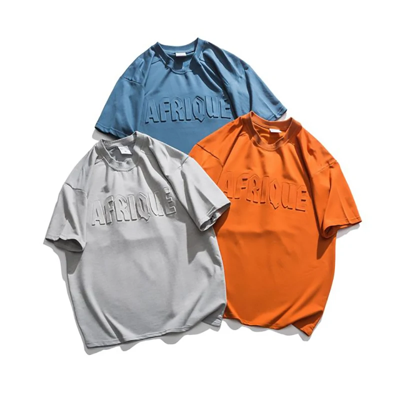 Wholesale Plain Embossed Cotton Tshirts Short Sleeve 3D Embossed Printing Couples Fashion Vintage T Shirt
Wholesale Plain Embossed Cotton Tshirts Short Sleeve 3D Embossed Printing Couples Fashion Vintage T Shirt