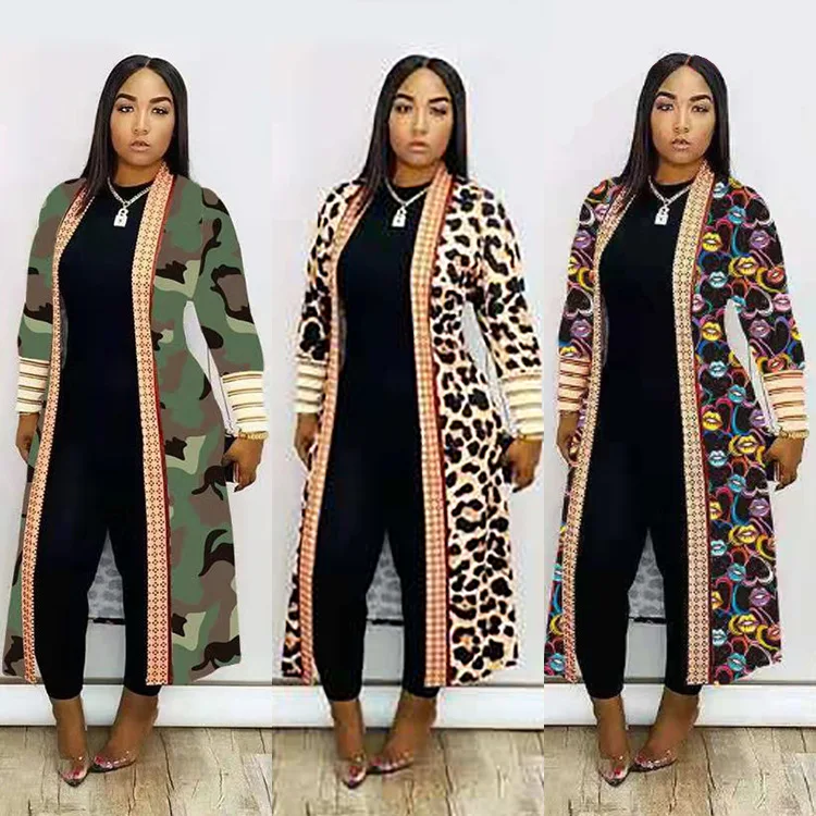 Wholesale fashion womens long sleeve fashion leopard long cardigan casual loose camouflage coats for ladies
Wholesale fashion womens long sleeve fashion leopard long cardigan casual loose camouflage coats for ladies