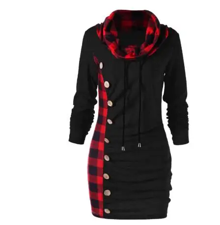 Plaid ribete cordon tunica sudadera Vestido femenino Casual vaina cuello capucha manga larga Vestido invierno oto, As picture show
Plaid ribete cordon tunica sudadera Vestido femenino Casual vaina cuello capucha manga larga Vestido invierno oto, As picture show