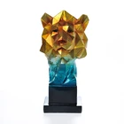 home table decoration abstract and realistic resin Lion bust geometrical animal for display your house