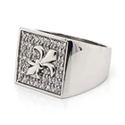 Square shape cz fleur de lis silver prong setting for jewel