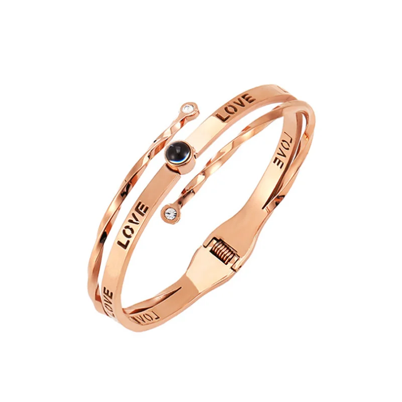 Couple Personality Bracelet Stainless Steel Bracelet Projection 100 Languages I Love You Projection Titanium Steel Cuff Bracelet
Couple Personality Bracelet Stainless Steel Bracelet Projection 100 Languages I Love You Projection Titanium Steel Cuff Bracelet