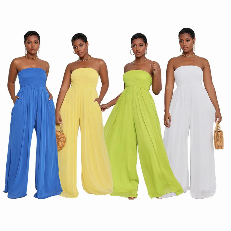 Summer Sexy Off Shoulder Wide Leg One Piece Strapless Loose Wholesale Rompers Women Sleeveless Jumpsuit For Lady, Customized color
Summer Sexy Off Shoulder Wide Leg One Piece Strapless Loose Wholesale Rompers Women Sleeveless Jumpsuit For Lady, Customized color