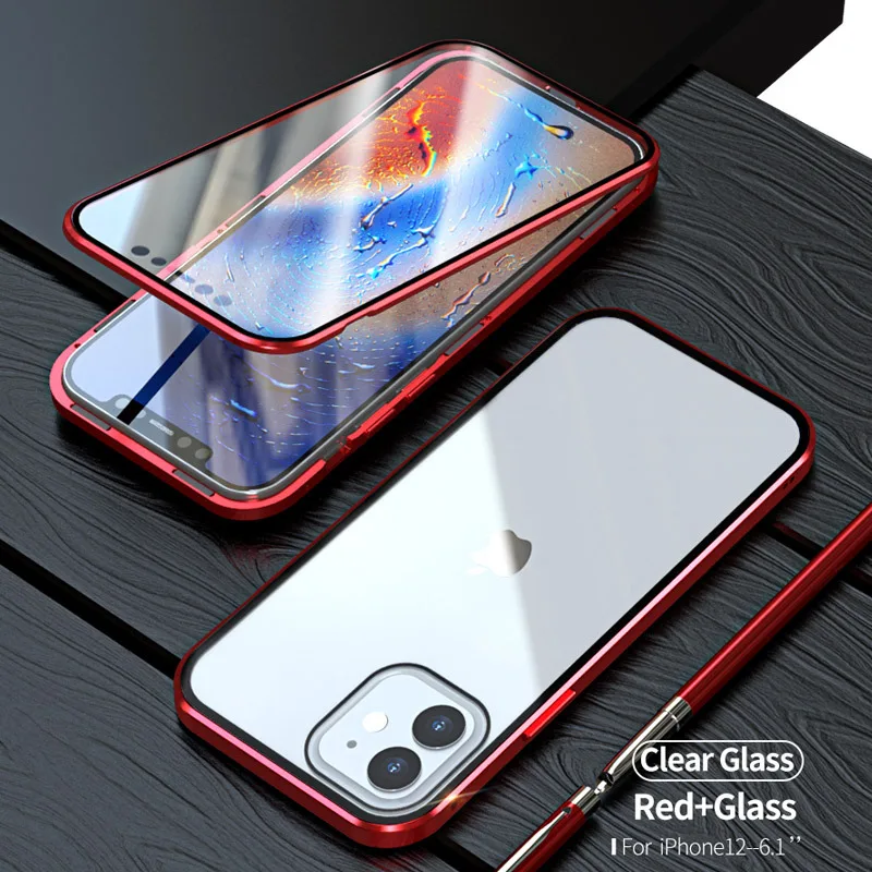 2020 Luxury 360 Degree Full Cover Double Tempered Glass Protector Flip Magnetic Metal bumper Phone Case For iPhone 12
2020 Luxury 360 Degree Full Cover Double Tempered Glass Protector Flip Magnetic Metal bumper Phone Case For iPhone 12