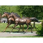 Custom made garden edge item vivid bronze horse sculpture for lawn