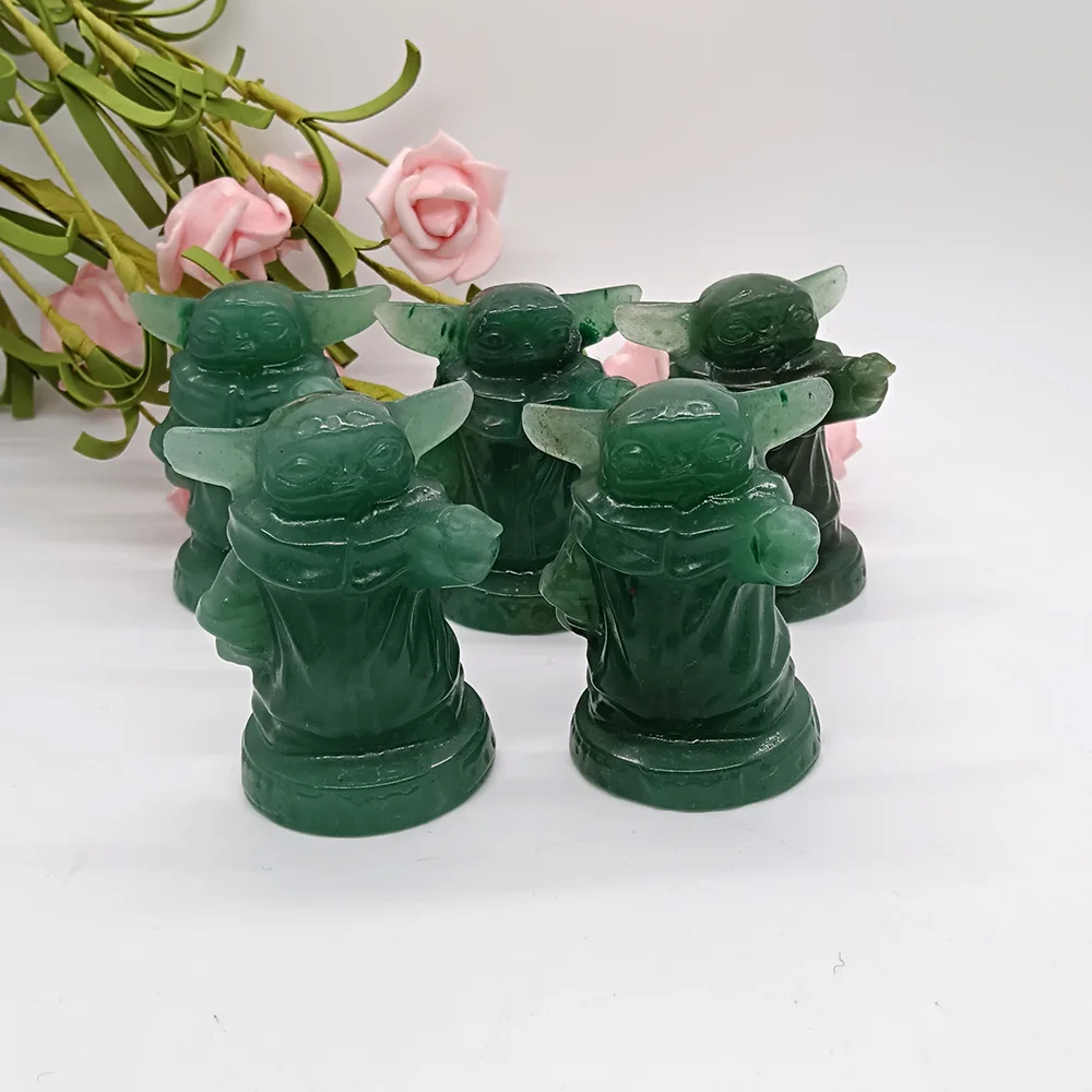 Wholesale natural crystal carving handicrafts green Aventurine crystal baby Yoda gifts
Wholesale natural crystal carving handicrafts green Aventurine crystal baby Yoda gifts