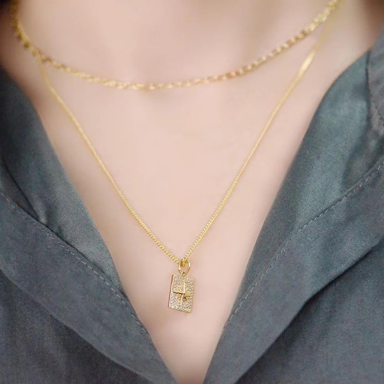 New design women jewelry vintage 14k gold plated star pendant bling double chain necklace
New design women jewelry vintage 14k gold plated star pendant bling double chain necklace