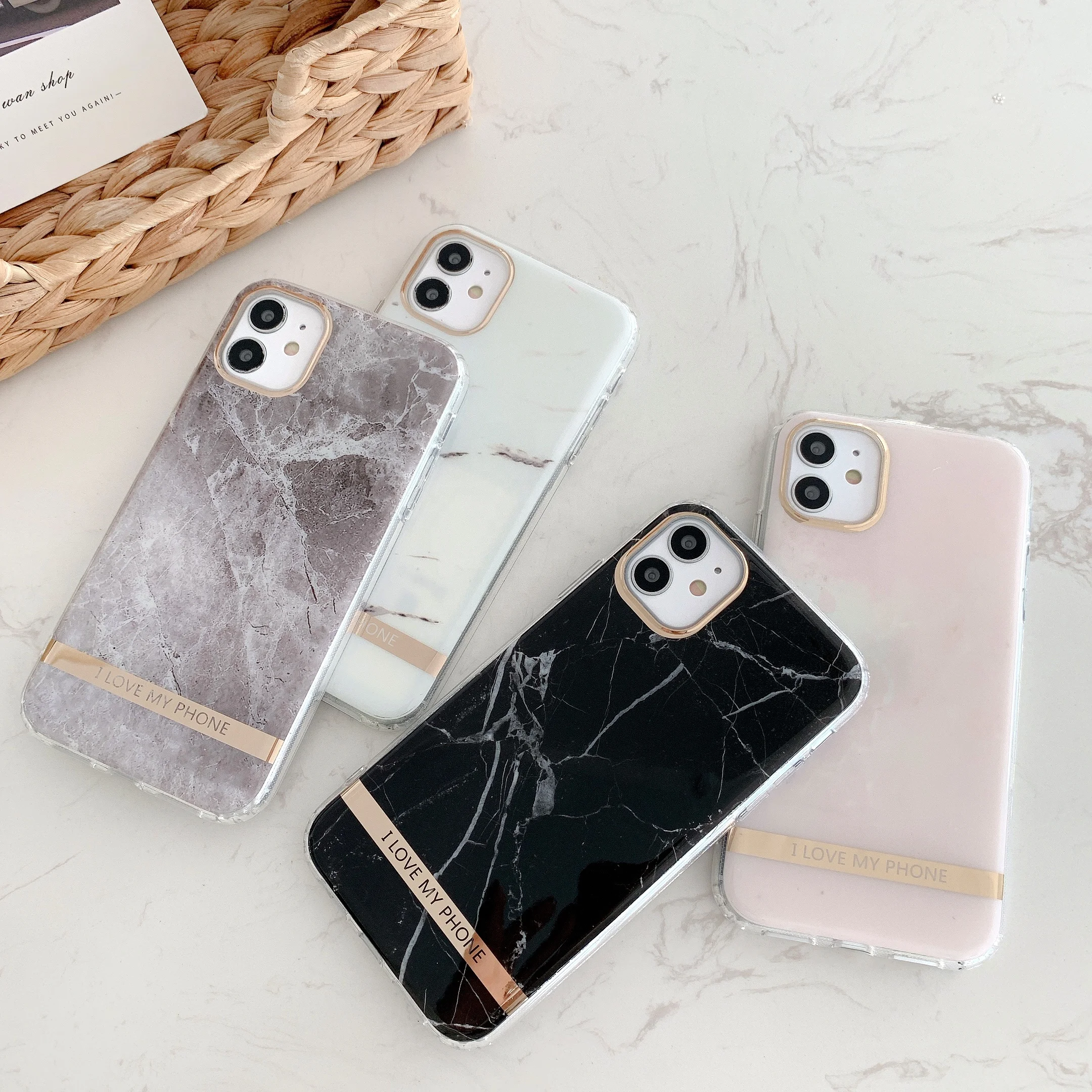 Phone Case Custom Logo IMD Printing Soft TPU Electroplated Cell Phone Case for iPhone 11 Marble Phone Case for iPhone 12, Multi colors
Phone Case Custom Logo IMD Printing Soft TPU Electroplated Cell Phone Case for iPhone 11 Marble Phone Case for iPhone 12, Multi colors