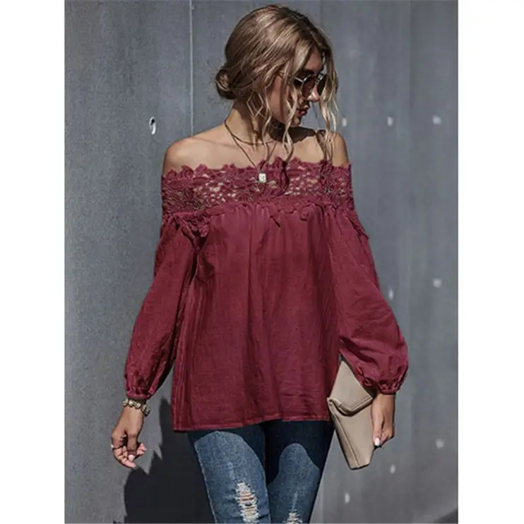 Good Quality Solid Color Blouse Women Lace Patchwork Sexy Blouse Women Off Shoulder Bubble Sleeve
Good Quality Solid Color Blouse Women Lace Patchwork Sexy Blouse Women Off Shoulder Bubble Sleeve