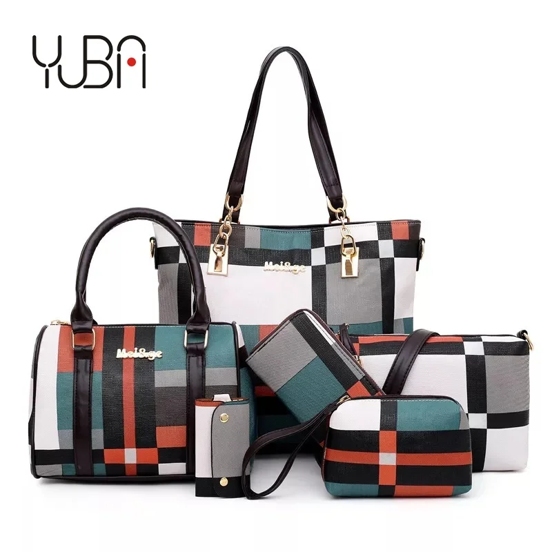 New bolsas mujer Luxury 6 Pcs/set handbag set for women Ladies Plaid vintage tote bag Female Shoulder Travel Shopping Bag, Customizable
New bolsas mujer Luxury 6 Pcs/set handbag set for women Ladies Plaid vintage tote bag Female Shoulder Travel Shopping Bag, Customizable