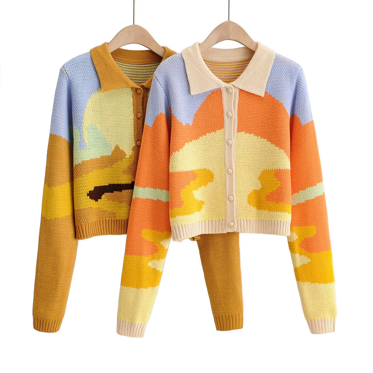 Best Popular Polo Collar Single Breasted Cardigan Colorful Striped Print Knitted Jacket, Picture
Best Popular Polo Collar Single Breasted Cardigan Colorful Striped Print Knitted Jacket, Picture