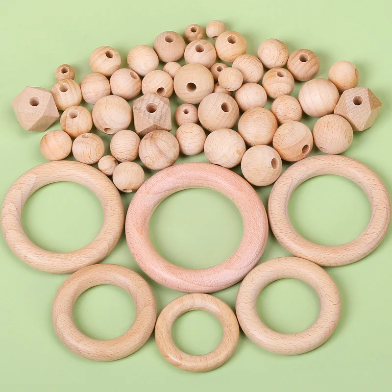 9mm 12mm 15mm 20mm Round Wood Beads Wooden Ring Beads