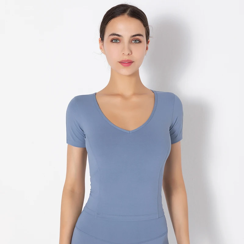 Fitness Sports Shirts Slimming Women's T Shirts Wholesale Solid Summer Sexy V Neck Short Sleeve Customized Logo Knitted Formal, 5 colors
Fitness Sports Shirts Slimming Women's T Shirts Wholesale Solid Summer Sexy V Neck Short Sleeve Customized Logo Knitted Formal, 5 colors