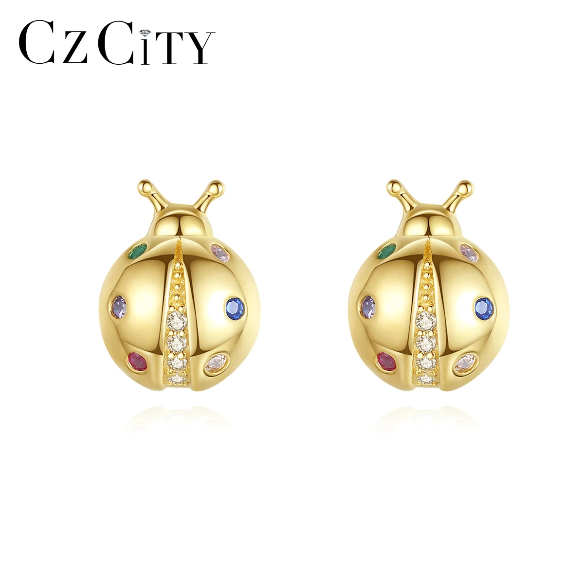 CZCITY Cute Girls 925 Sterling Silver Kawaii Rainbow CZ Diamond Ladybug Baby Stud Earrings
CZCITY Cute Girls 925 Sterling Silver Kawaii Rainbow CZ Diamond Ladybug Baby Stud Earrings