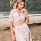 2020 women spring/summer casual elegent stripe dress with belt #19281#