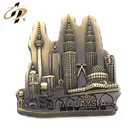 Wholesale 3d antique bronze metal souvenir fridge magnet for malaysia tourist