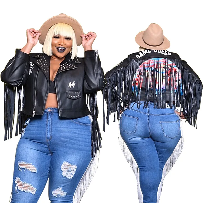 High quality plus size women clothing coats 2021 casual club trendy tassel button zipper 5xl plus size women leather jackets
High quality plus size women clothing coats 2021 casual club trendy tassel button zipper 5xl plus size women leather jackets