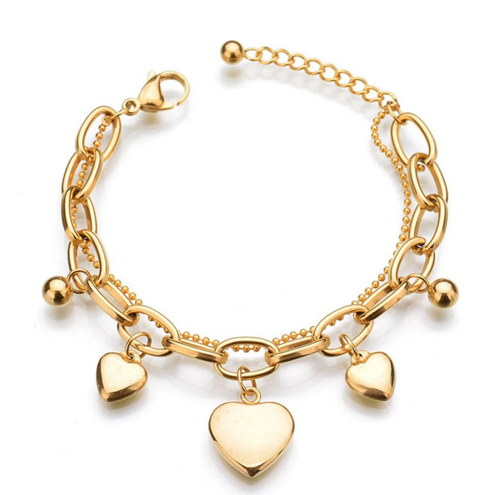 double layer chain link ladies jewelry stainless steel hand chain heart shaped bracelet, Customized color
double layer chain link ladies jewelry stainless steel hand chain heart shaped bracelet, Customized color