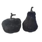 Indoor Natural Handmade Halloween Christmas Stage Decoration Black Pumpkin 2Asst
