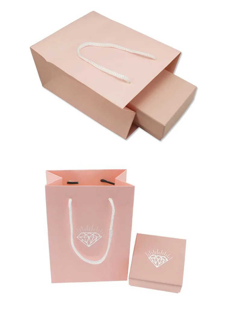 luxury custom cardboard gift box with matching bag for jewelry