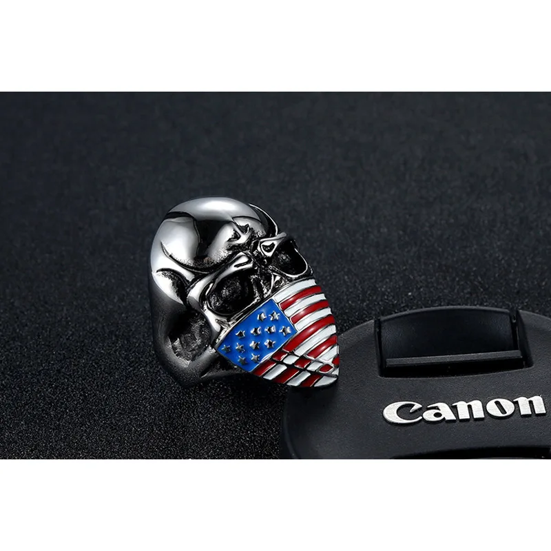 HY023 European and American fashion American flag skull titanium steel ring Personalized retro men's ring jewelry
HY023 European and American fashion American flag skull titanium steel ring Personalized retro men's ring jewelry