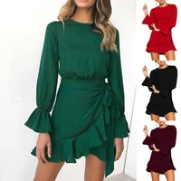 Hot high quality sexy ruffled solid color casual women dresses party long sleeve holiday short dresses
Hot high quality sexy ruffled solid color casual women dresses party long sleeve holiday short dresses
