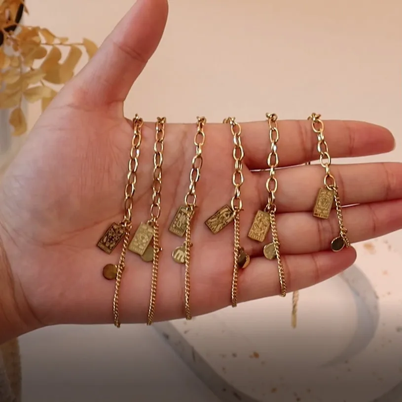 Hot Selling Fashion 18k Gold Plated Jewelry Necklace Square Tag 12 Constellation Charm Bracelet Female 2021
Hot Selling Fashion 18k Gold Plated Jewelry Necklace Square Tag 12 Constellation Charm Bracelet Female 2021