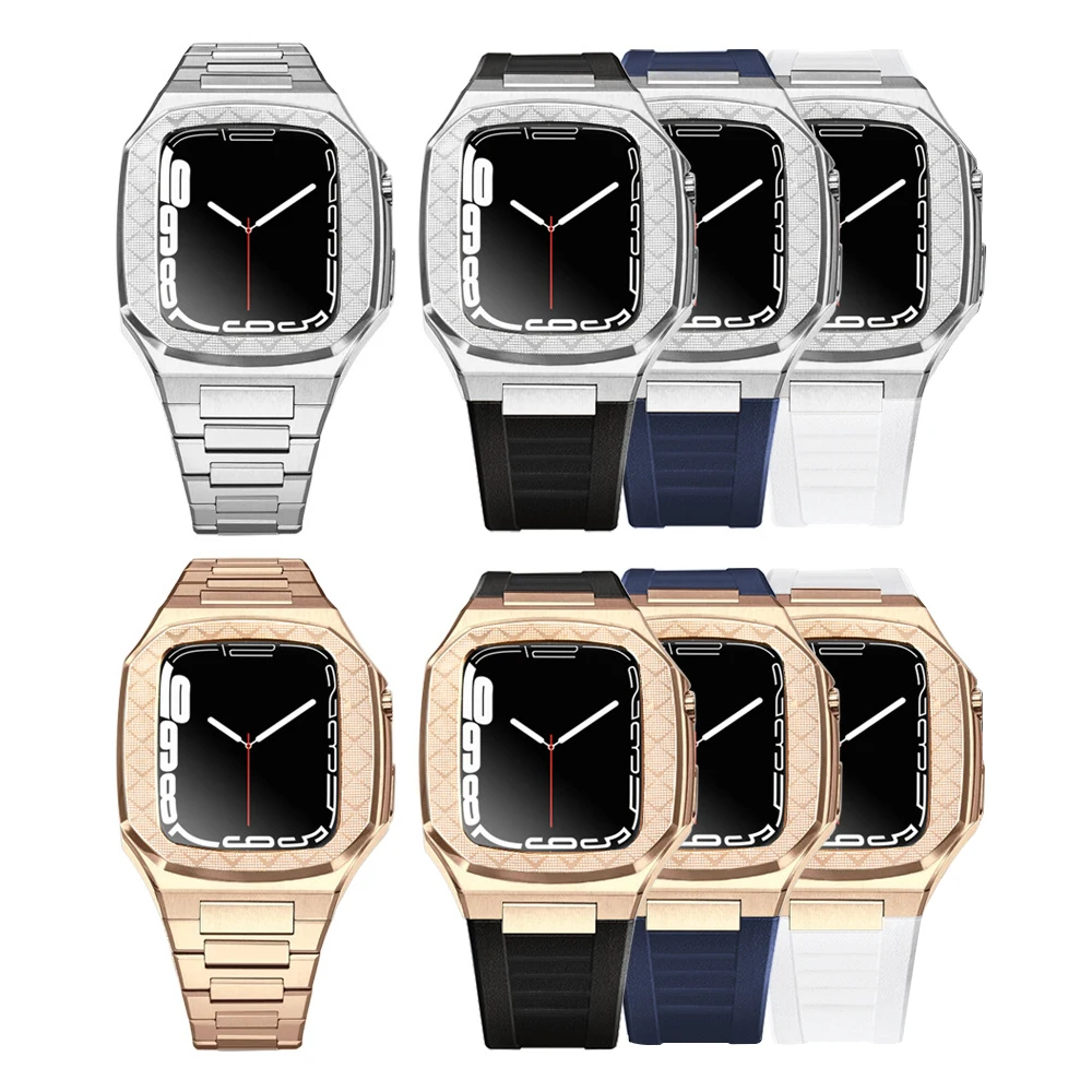 Modification Kit Metal Case Silicone Correa For Apple Watch Band 44 45mm Bracelet Watchband For iWatch 7 stainless steel straps, Optional
Modification Kit Metal Case Silicone Correa For Apple Watch Band 44 45mm Bracelet Watchband For iWatch 7 stainless steel straps, Optional