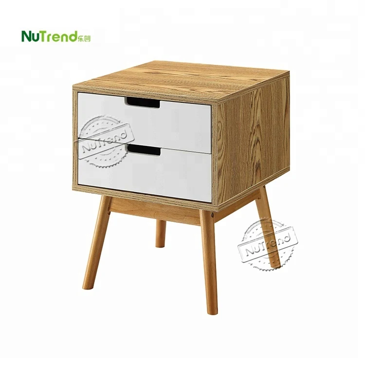 Multifunctional wooden bed side table end table KD furniture with drawers