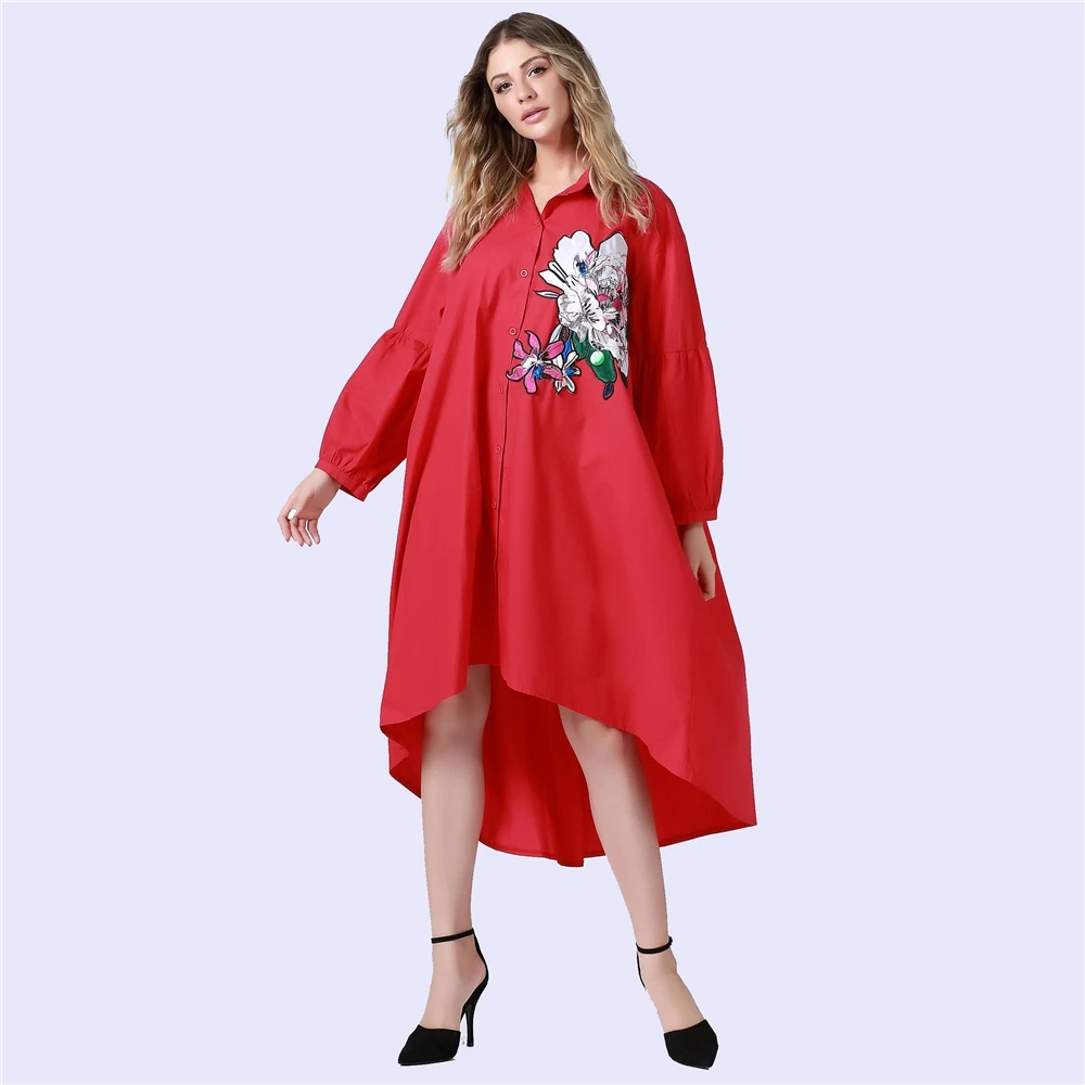 YHQY084 Autumn Winter Ladies Shirt Dress Single Breasted Long Sleeve Women Embroidery Casual Dress, Red
YHQY084 Autumn Winter Ladies Shirt Dress Single Breasted Long Sleeve Women Embroidery Casual Dress, Red